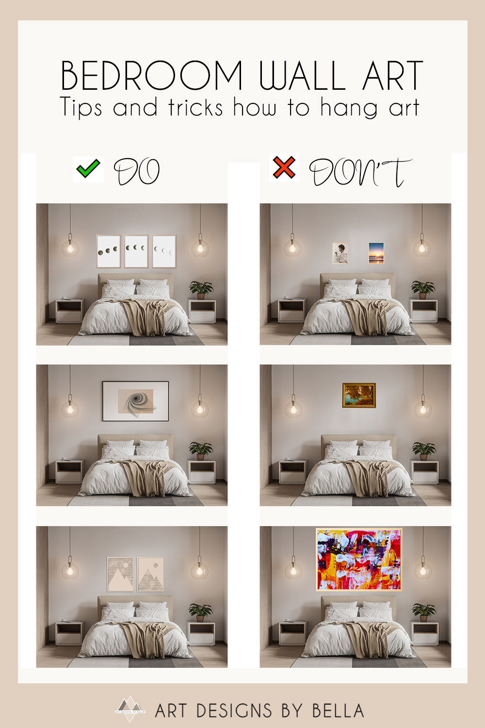 How To Pick And Hang Above Bed Art - Art Designs By Bella